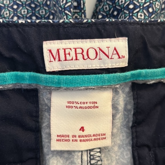 Merona Navy & Green Geo Print Chino Shorts Size 4 - Picture 5 of 6